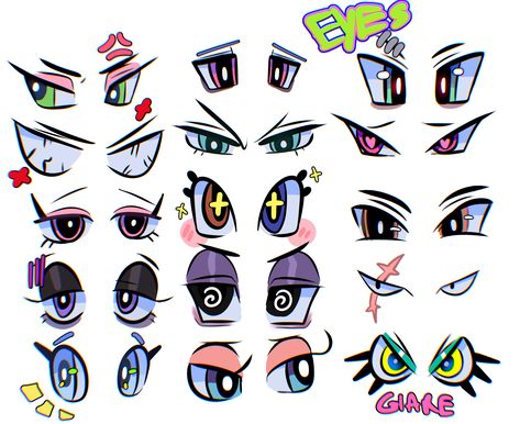 Face Shapes Drawing Cartoon, Eye Shapes Drawing Anime, Different Eye Shapes Reference, Cartoon Eye Shapes, Eye Art Styles Cartoon, Eyes Illustration Cartoon, Eye Shapes Cartoon, Eye Drawing Reference Cartoon, Eye Styles Art