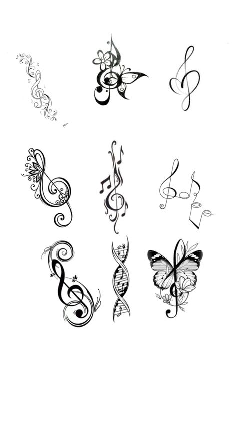 Notes Tattoo, Music Tattoo Ideas, Fingerprint Tattoos, Music Notes Tattoo, Botanical Tattoos, Tattoos To Cover Scars, Saved Tattoo, Music Note Tattoo, Music Tattoo Designs