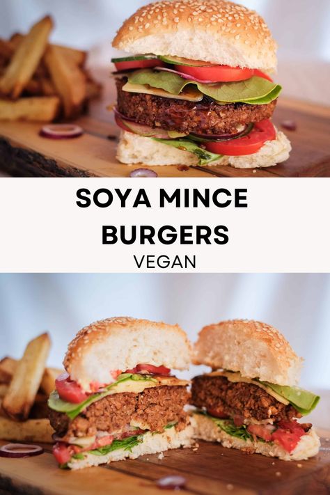 Soya Recipe, Burger Patty Recipe, Vegan Books, Plant Based Burgers, Burger Patties, Soy Recipes, Mince Recipes, Patties Recipe, Vegan Burger