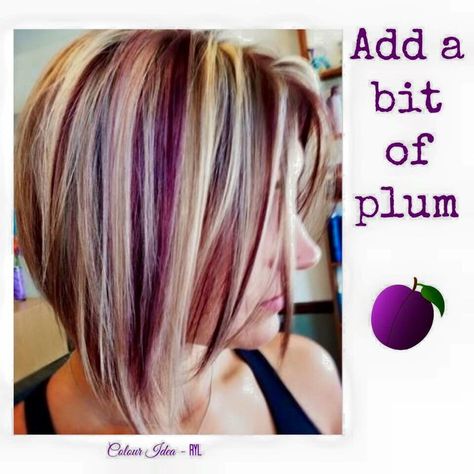 54 Hair Color Inspirations And How To Get Them! - Musely Short Layered Burgundy Hair, Hair Necessities, Highlights Bob, 2018 Hair, Plum Hair, Chunky Highlights, Purple Highlights, Hair Styles 2014, Hair 2018