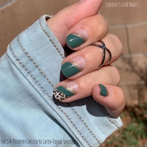 Color Street Jungle Escape, Fall Color Street Nails Ideas, Army Green Nails, Color Street Combos, Mardi Gras Nails, Nail Art Fall, Hollywood Nails, Animal Print Nails Art, Mani Ideas