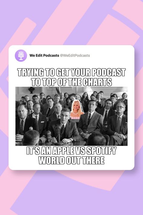 Barbenheimer Meme - Apple vs Spotify #barbenheimer #barbiemovie #oppenheimermovie #barbie #podcast #podcastmeme #podcastingmemes #weeditpodcasts #funny #barbiememe #oppenheimermeme #barbenheimermeme #funnypodcast #apple #spotify #topofthecharts Original Memes, Podcast, The Originals, Memes, Funny