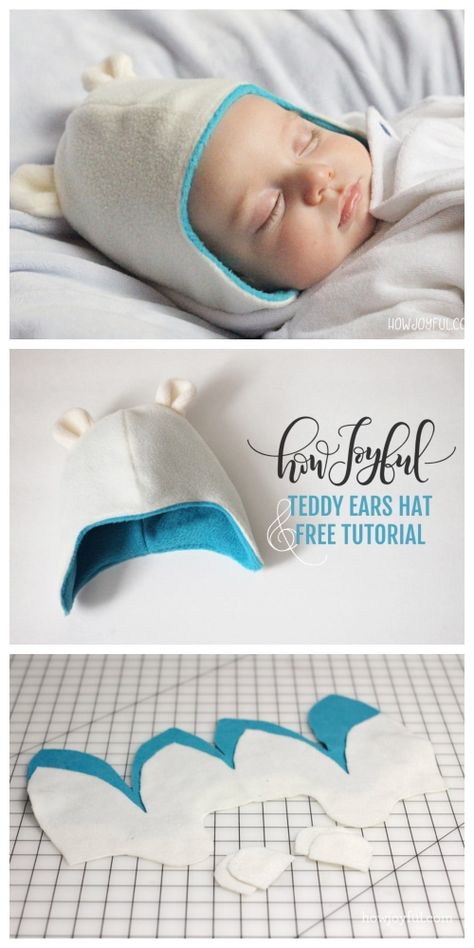 Baby Hat Patterns Sewing, Baby Hat Sewing Pattern Free, Baby Hat Sewing Pattern, Baby Hat Pattern, Pola Topi, Diy Teddy Bear, Baby Beanie Hat, Hat Patterns Free