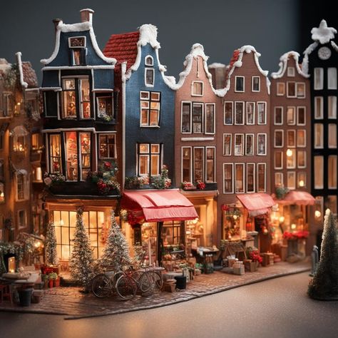 Mini Village Christmas, Christmas Town Layout, Christmas Townhouse, Gingerbread Town, Christmas Towns, Christmas Coffee Table Decor, Christmas Village Sets, Diy Christmas Village, Christmas Arts And Crafts