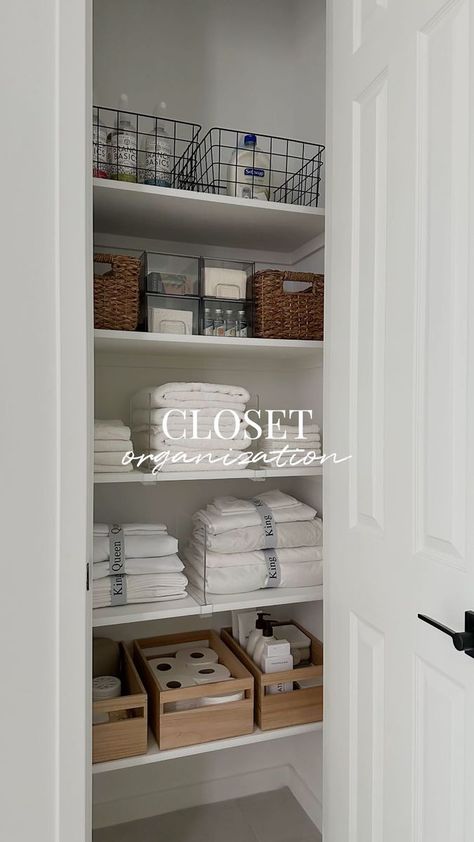 Comment “LINK” to shop my linen closet organization! ✨ It was finally time to declutter again and reorganize this closet. How often do you declutter? Products are linked on my storefront under ‘Linen Closet’ - click the link in my bio. 💕 #amazonfinds #amazonbestseller #founditonamazon #organization #homeorganization #amazondeals #amazonfavorites #closetorganization amazon finds, amazon favorites, organization, home organization, closet organization | jaymee | home + diy | H.E.R. · Come Thr Reorganize House, Linen Closet Organization Hallway, Home Organization Closet, Closet Organisation, Laundry Makeover, Organization Pantry, Utility Closet, Organization Closet, Organization Home