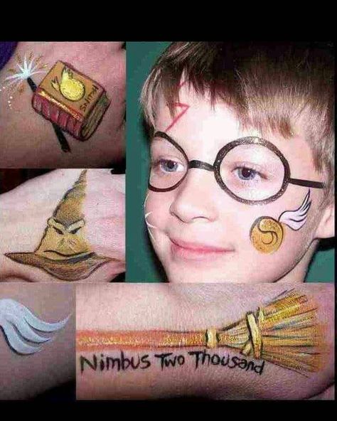 Harry Potter Face Paint, Harry Potter Art Painting, Maquillage Harry Potter, Face Painting Images, Harry Potter Makeup, Face Painting Tips, Face Painting For Boys, Harry Potter Face, Girl Face Painting