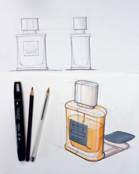 Object Rendering, Industrial Drawing, Object Illustration, Perspective Sketch, Product Rendering, Tumblr Drawings, Life Drawing Reference, Stay Creative, Perfume Art