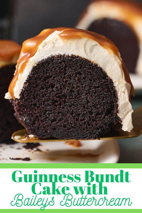 Best Guinness Chocolate Bundt Cake - Baker by Nature Guinness Cake With Baileys Frosting, Dark Chocolate Guinness Cake With Baileys Cream Cheese Icing, Guinness Green Velvet Cake, Guinness Bundt Cake, Easy Guinness Chocolate Cake, Baking With Guiness, Guinness Chocolate Bundt Cake, Guinness Chocolate Cake With Baileys Frosting, Irish Bundt Cake Recipes