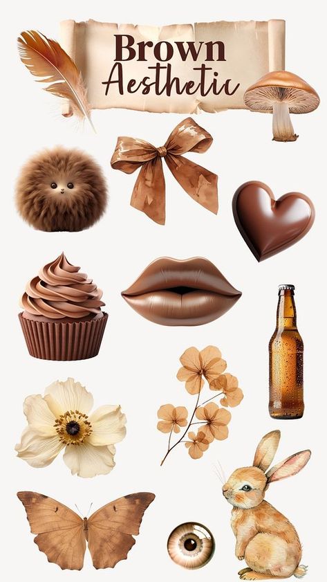 Editable brown aesthetic object design element set | premium image by rawpixel.com / Busbus Brown Emojis, Brown Emoji, Aesthetic Heart, Aesthetic Objects, Object Design, Blog Banner, Web Design Resources, Heart Butterfly, Horse Wallpaper