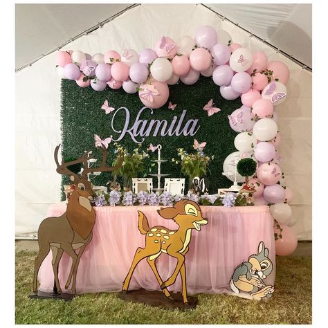 Bambi Backdrop, Bambi Butterfly, Butterfly Garden Theme, Cute Bambi, Bambi Birthday, Butterfly Themed Birthday Party, Butterfly Baby Shower Theme, Bambi Baby