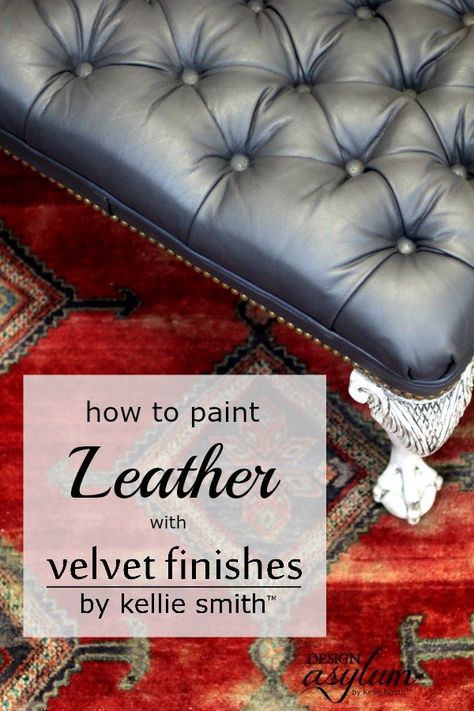 DIY: Painting Leather With Velvet Finishes How To Paint Leather, Ikea Bank, Cheap Diy Furniture, Diy Furniture Painting, Easy Diy Furniture, Wood Diy Furniture, Vintage Painted Furniture, Paint Leather, How To Paint Furniture