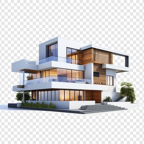 Contemporary house isolated on transpare... | Premium Psd #Freepik #psd #contemporary #modern-architecture #contemporary-house #modern-house Real Estate Resources, Real Estate Homes, Modern Contemporary Facade, Construction Poster, Big Modern Houses, Graphics Resources, House Png, Eco House Design, Architecture Contemporary