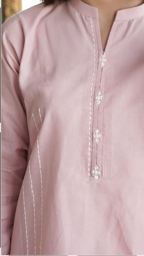 Simple Embroidery Kurti, Plain Fabric Kurti Design, Krishna Mandir, Plain Kurti Designs, Flat Lay Photography Fashion, Embroidered Sheets, Plain Kurti, Designer Dresses Elegant, Stitching Designs