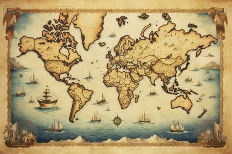 ai gerado ótimo detalhado ilustração do a mundo mapa dentro vintage estilo. ai gerado 36016511 Foto de stock no Vecteezy