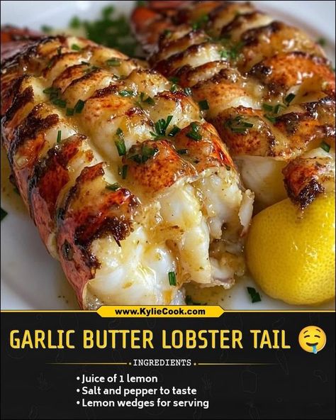 GARLIC BUTTER LOBSTER TAIL 🤤... - Mama's easy recipes Baked Lobster Tail Oven, Lobster Tail Oven, Baked Lobster Tail, Garlic Butter Lobster, Baked Lobster, Butter Lobster, Vegetarian Roast, Bbq Chicken Breast, Lobster Dishes