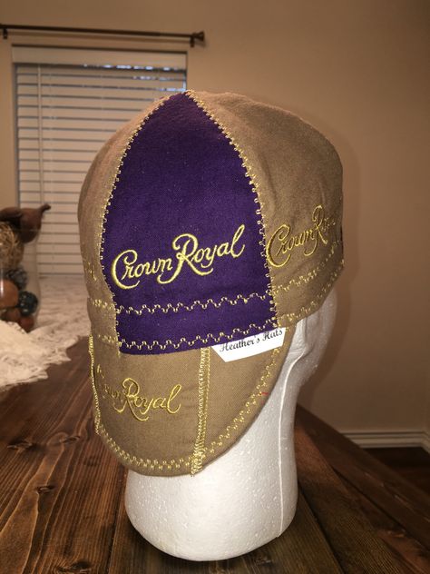 #HeathersHats like my page on Facebook Heathers Hats - Welding Caps Welding Cap Pattern, Crown Bag, Crown Royal Crafts, Welding Hats, Crown Royal Bags, Welding Cap, Welding Caps, Crown Crafts, Diy Crown