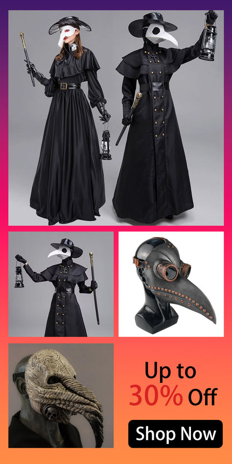 Plague Doctor Costume Cloak Halloween Couples Costumes Cosplay Medieval Steampunk Priest Renaissance Costume Outfits Cloak Cape Steampunk Priest, Halloween Couples Costumes, Medieval Steampunk, Plague Doctor Costume, Halloween Couples, Doctor Costume, Wedding Apparel, Plague Doctor, Horror Film