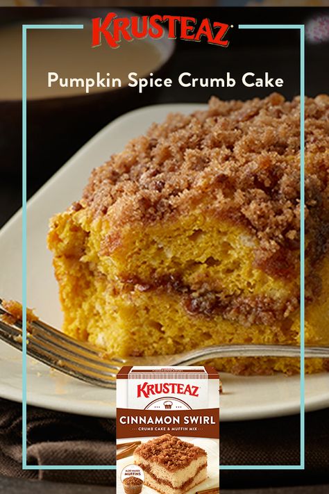 You weren't looking for this recipe, but we bet you're happy you found it. Gluten Free Krusteaz Recipes, Krusteaz Pumpkin Spice Recipes, Krusteaz Cinnamon Swirl Recipes, Krusteaz Recipes, Pumpkin Cake Mix, Cinnamon Crumb Cake, Cinnamon Swirl Cake, Crumb Cake Recipe, Pumpkin Spice Recipe