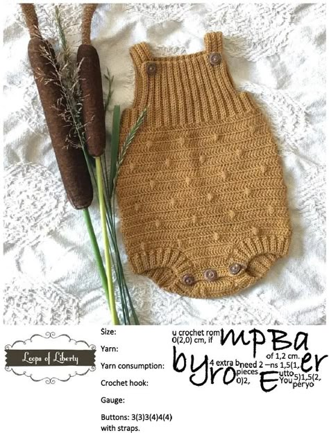 Baby E Romper US | PDF | Crochet | Artistic Techniques Baby Romper Pattern Free, Baby Romper Pattern, Knit Baby Romper, Crochet Romper, Baby Dress Patterns, Knitted Baby Clothes, Crochet Bebe, Baby Hats Knitting, Baby Knits