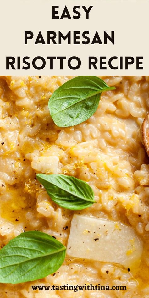 This Easy Parmesan Risotto is a simple and traditional risotto recipe that's done in 30 minutes. This creamy rice dish is simple but packed with so much flavor. Easy Parmesan Risotto, Traditional Risotto, Italian Rice Dishes, Easy Risotto, Risotto Recipes Easy, Risotto Dishes, Parmesan Risotto, Creamy Rice, Risotto Recipe