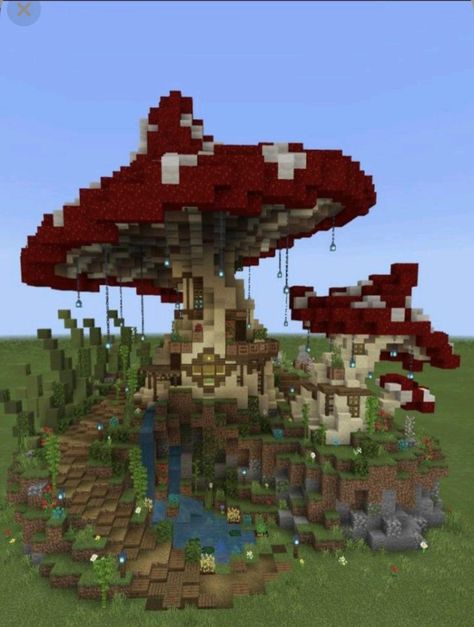 Fantasy Builds In Minecraft, Mushroom Enchanting Room Minecraft, Cute Fantasy Minecraft Builds, Minecraft Building Ideas Fantasy Easy, Blueberry House Minecraft, Mushroom Treehouse Minecraft, Fantasy Buildings Minecraft, Minecraft Fantasy House Easy, Cool Minecraft Builds Creative