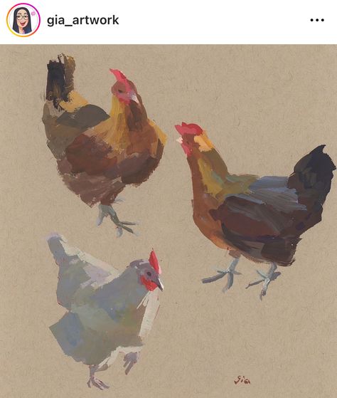 Gouache Paints, Chicken Painting, Painting Gouache, Oil Pastel Art, Gouache Art, Chicken Art, Time Painting, Fruit Painting, Animal Sketches