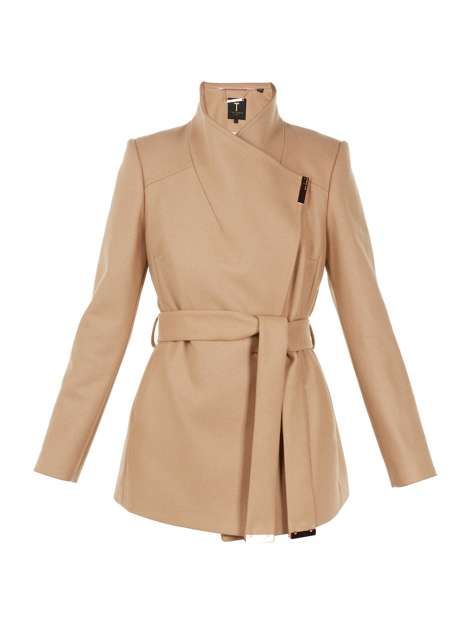 selectedColor Camel Coat Outfit Classy, Camel Coat Outfit Casual, Ted Baker Jacket, Camel Coat Outfit, Belted Wrap Coat, Wool Wrap Coat, Wrap Shorts, Jackets Uk, Wool Wrap