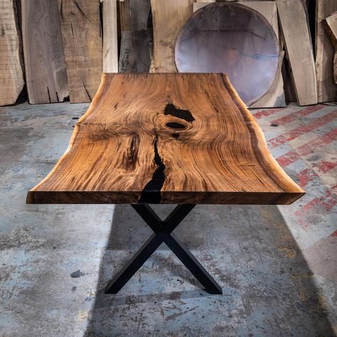 Shot by @jaredpowellphotography Makers Studio, Live Edge Design, Walnut Live Edge, Floating Shelves Bathroom, Table Large, Slab Table, Live Edge Dining Table, Table Glass, Black Walnut Wood