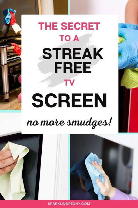 cleaning flat screen tv with a microfiber cloth How To Clean A Tv Screen, Clean Flat Screen Tv, Tv Cleaner, Outdoor Tv Screen, Clean Tv Screen, Tv Screen Cleaner, Window Cleaner Recipes, Easy House Cleaning, Cleaning Screens