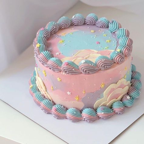 Cloud Cake, Korean Cake, Mini Cakes Birthday, Cute Baking, Creative Birthday Cakes, Pretty Birthday Cakes, Cute Birthday Cakes, Unicorn Cake, Cute Desserts