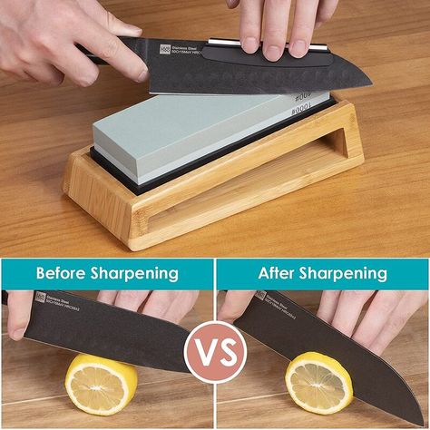 Collector Whetstone Knife Sharpener Kit, 400/1000 3000/8000 Japanese Sharpening Stone, Wet Stone For Sharpening Kitchen Knives With Non-Slip Bamboo Base, Flatting Stone And Angle Guide | Wayfair Best Knife Sharpener, Knife Sharpeners, Flat Stone, Sharpening Stone, Knife Sharpener, Sharpeners, Knife Sharpening, Kitchen Knives, Picture Frames