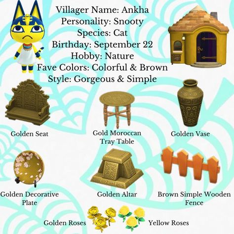 Yard guide designed by me Ankha Acnh Gift Guide, Cephalobot Animal Crossing Yard, Ankha Animal Crossing House, Acnh Ankha Yard, Acnh Villagers Yard, Anch Character, Acnh Ankha House Ideas, Anch Villagers, Animal Crossing Yard Guide