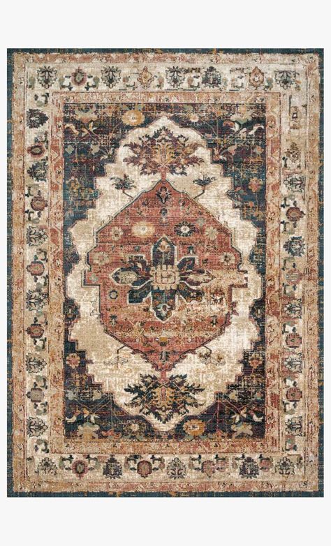 VU-01 MH IVORY / SPICE | Loloi Rugs Rug And Wallpaper Combos, Vintage Bedroom Rug, Joanna Gaines Rugs, Magnolia Home Rugs, High Pile Rug, Loloi Rugs, Mediterranean Homes, Black Floor Lamp, Rug Ideas