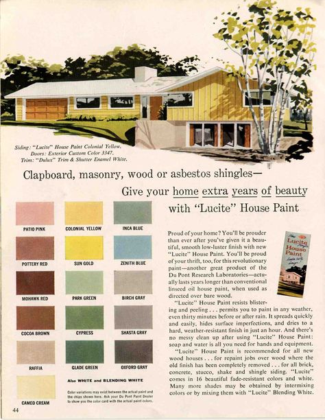 1960s-wish they painted houses PINK now! 1960 House, Painted Houses, Mid Century Modern Exterior, 1960s House, Ranch House Exterior, Mid Century Exterior, Ranch Exterior, Retro Renovation, Exterior Paint Colors For House