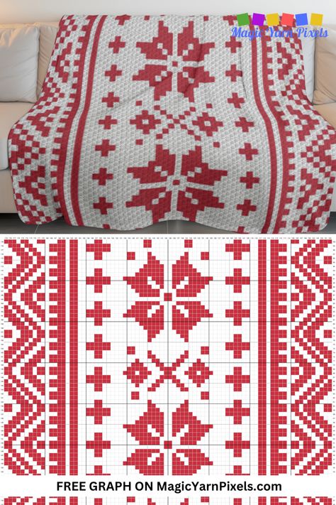 Make your Nordic-designed winter blanket using my crochet graph with C2C, mini C2C, tapestry crochet techniques, and more. Download the free crochet graph from MagicYarnPixels. Written C2C and row-by-row patterns with multipage graph are also available. Crochet Graph Blanket, Christmas C2c Crochet Patterns, Nordic Crochet Patterns, C2c Christmas Crochet Pattern Free, Christmas Afghans Crochet Patterns Free, Crochet Winter Blanket, C2c Graphgan Charts Free, Tapestry Crochet Patterns Charts Free, Crochet Graph Patterns Easy