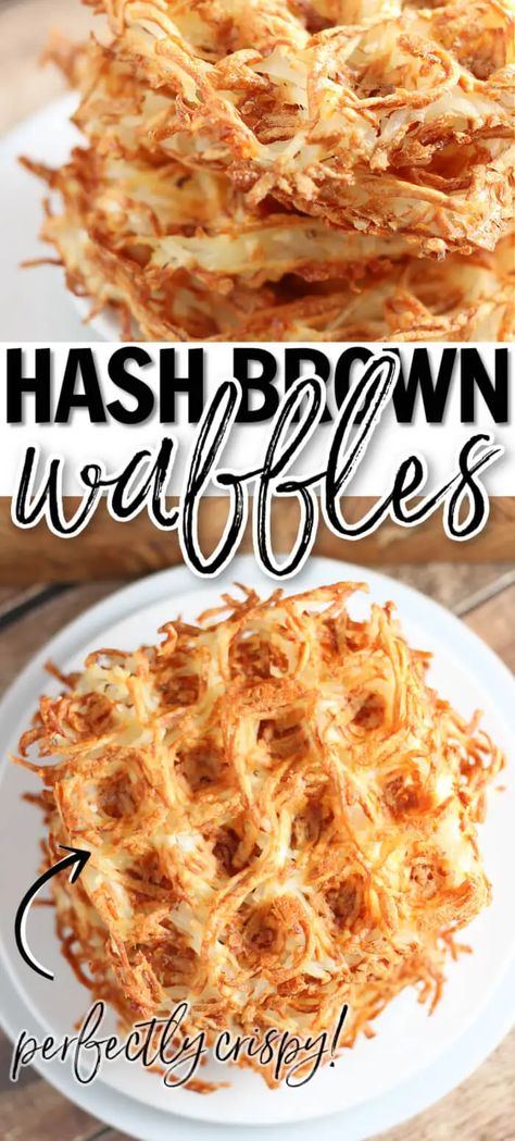 Waffle Iron Hashbrowns Frozen, Waffle Hashbrowns Recipe, Potato Waffles Recipe, Waffle House Hashbrowns, Waffle Hashbrowns, Waffle Maker Recipes Breakfast, Dash Mini Waffles Recipe, Easy Fast Breakfast Ideas, Potatoes Waffles