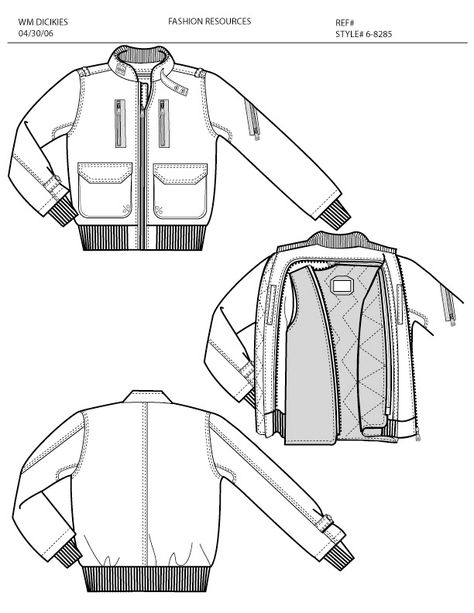 Flat / Cad Sketches & Line Sheets by Kim Honeycutt at Coroflot.com Blazer Technical Drawing, Leather Jacket Technical Drawing, Puffer Jacket Technical Drawing, Blazer Technical Drawing Woman, Biker Jacket Technical Drawing, Jaket Motor, Draw Men, Sportswear Details, Cut Shirt Designs