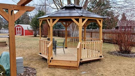 20 Free DIY Gazebo Plans to Build a Gazebo Yourself Diy Garden Gazebo, How To Build A Gazebo, Costco Gazebo, Gazebo Diy, Round Gazebo, Small Gazebo, Gazebo With Fire Pit, Steel Gazebo, Diy Gazebo