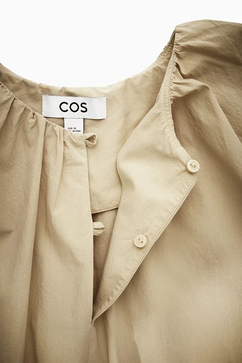 GATHERED CAP-SLEEVE BLOUSE - Beige - COS 2023 Ss, Classic Blouses, Cap Sleeves Blouse, Badass Style, Clothing Sites, Shirt Detail, Western Dresses, Shirts Blouses, Bollywood Fashion