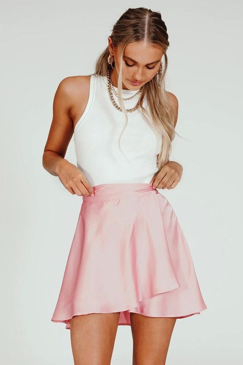 Fit: Regular fit.
 Detail:
  Solid color.
 High waist.
 Lace-up.
 Satin.
 Mini skirt.
  Material: 80% Polyester.
 Care  Machine washes cold, tumble dry low. Lace Up Mini Skirt, Satin Mini Skirt, Wrap Mini Skirt, Maxi Dresses Casual, Crop Top Blouse, Dress Cover, Maxi Dress Blue, Skirts For Sale, New Dress