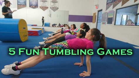 It doesn't matter how good your coaching skills are... you can't BORE your athletes to success. Use these tumbling games to make practices fun again! Fun Gymnastics Games, Beginner Tumbling Drills, Tumbling Hairstyles, Cheerleading Practice Plan, Tumbling Exercises, Preschool Tumbling, Teaching Gymnastics, Gymnastics Tutorials, Preschool Gymnastics Lesson Plans