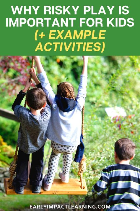 Children that engage in risky play become more confident, happy, and more ‘well-rounded’. When we see children climbing trees, rolling down hills, jumping off logs, and just generally having good physical fun, it just seems clear that good things are happening. Here's why risky play is important for kids, and we give some great examples of risky play activities for preschool. #riskyplay #riskyplayactivities #riskyplayideas #riskyplaypreschool #riskyplaybenefits #prechoolactivities #preschoolers Risky Play Activities For Preschoolers, Risky Play Activities, Tinkering Station, Learning Stories Examples, Nature Based Preschool, Good Things Are Happening, Risky Play, Vestibular Activities, Outside Activities For Kids