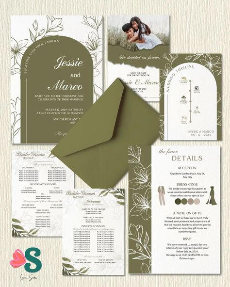 Chic with a touch of nature's beauty. Purchase our olive green wedding template and set the mood for your big day! #weddings #wedding2025 #wedding2024 #weddingtheme #weddinginspiration #weddinginvitationdesign #weddingph #weddinginvitation #invitation #invitationdesign #invitationtemplate #invitationlayout #layout #greenwedding #olivegreen #taupe Olive Green Invitation, Olive Green Wedding, Green Invitation, Olive Green Weddings, Invitation Layout, Green Invitations, Chic Wedding Invitations, Green Wedding Invitations, Wedding Invitations Boho