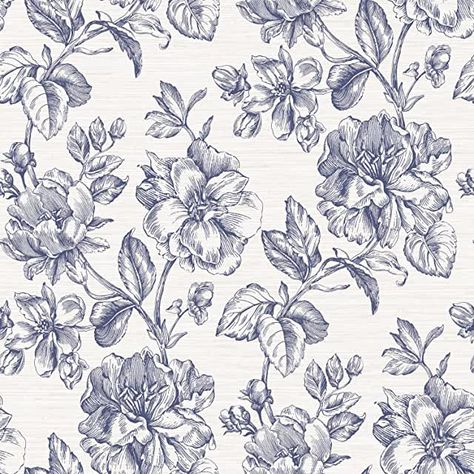 Amazon.com: Wall Paper Roommates Decor, Gray Flower Girl, Dorm Furniture, Charcoal Wallpaper, Printed Tile, Tile Wallpaper, Grey Flowers, Affordable Decor, Peel Stick Wallpaper