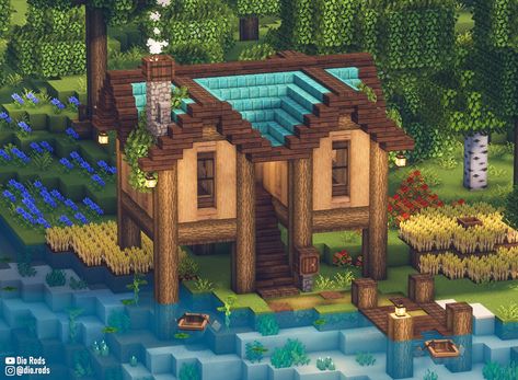 Riverside Minecraft House, Minecraft Copper Ideas, Minecraft Copper Roof, Copper House Minecraft, Minecraft Copper House, Copper Minecraft Builds, Minecraft Copper Builds, Minecraft Copper, Minecraft Starter House