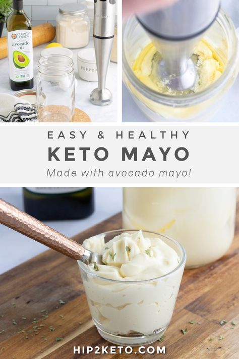 Being keto doesn't mean you give up yummy condiments! Whip up some delicious keto mayo with this recipe using an even healthier and tasty olive oil alternative. #keto #ketomayo #mayonnaise #ketomayonnaise #condiments #lowcarb #ketocondiments #ketorecipes #easyrecipes Easy Mayo Recipe, Keto Mayonnaise Recipe, Keto Mayonnaise, Easy Mayo, Avocado Oil Mayonnaise Recipe, Keto Mayo, Healthy Mayonnaise, Mayonnaise Recipes, Homemade Mayo Recipe