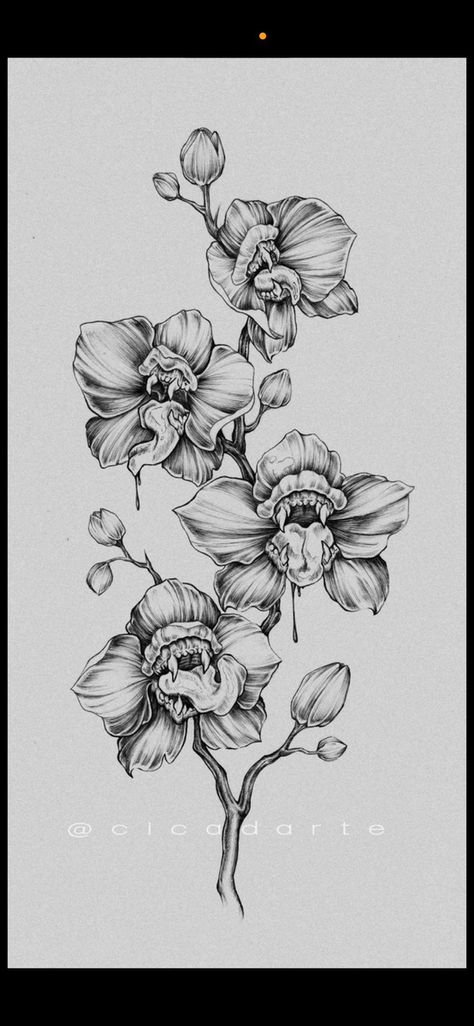 Pretty Creepy Tattoos, Small Floral Cover Up Tattoo, Cute And Creepy Tattoo Ideas, Bones With Flowers Tattoo, Creepy Flower Tattoos, Black Work Flower Tattoo, Gothic Flowers Tattoo, Spooky Floral Tattoo, Pretty Skull Tattoos