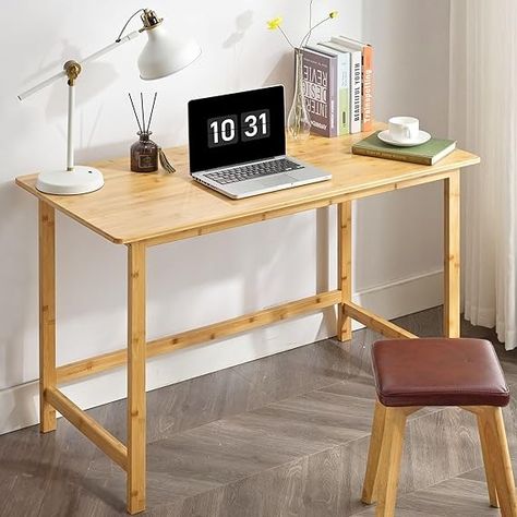 Amazon.com: Nnewvante Bamboo Writing Desk, 47 Inch Home Office Desk, Modern Simple Computer Desk, Sturdy Work Desk Study Table : Home & Kitchen Simple Work Desk, Office Desk Modern, Simple Computer Desk, Desk Modern, Desk Dimensions, Desk Study, Writing Desk Modern, Modern Computer Desk, Simple Desk