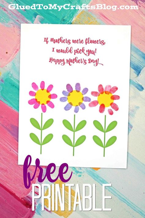 I'd Pick You - Thumbprint Flower Kid Craft Keepsake Printable - Perfect for Mother's Day!!! Keepsake Printable, Mother's Day Theme, Easy Mother's Day Crafts, Mother's Day Projects, Mothers Day Poems, Mother's Day Activities, House Arrest, Mothers Day Crafts For Kids, Kid Craft