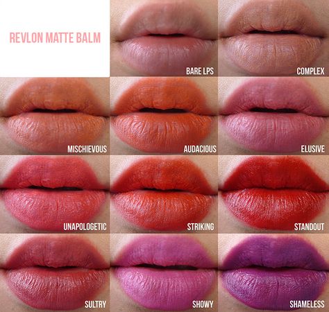 Revlon matte lip balm Revlon Shameless Lipstick, Revlon Matte Balm, Revlon Matte, Mac Lipsticks, Lip Swatches, Makeup To Buy, Beauty Products Drugstore, Makeup Swatches, Lip Colour